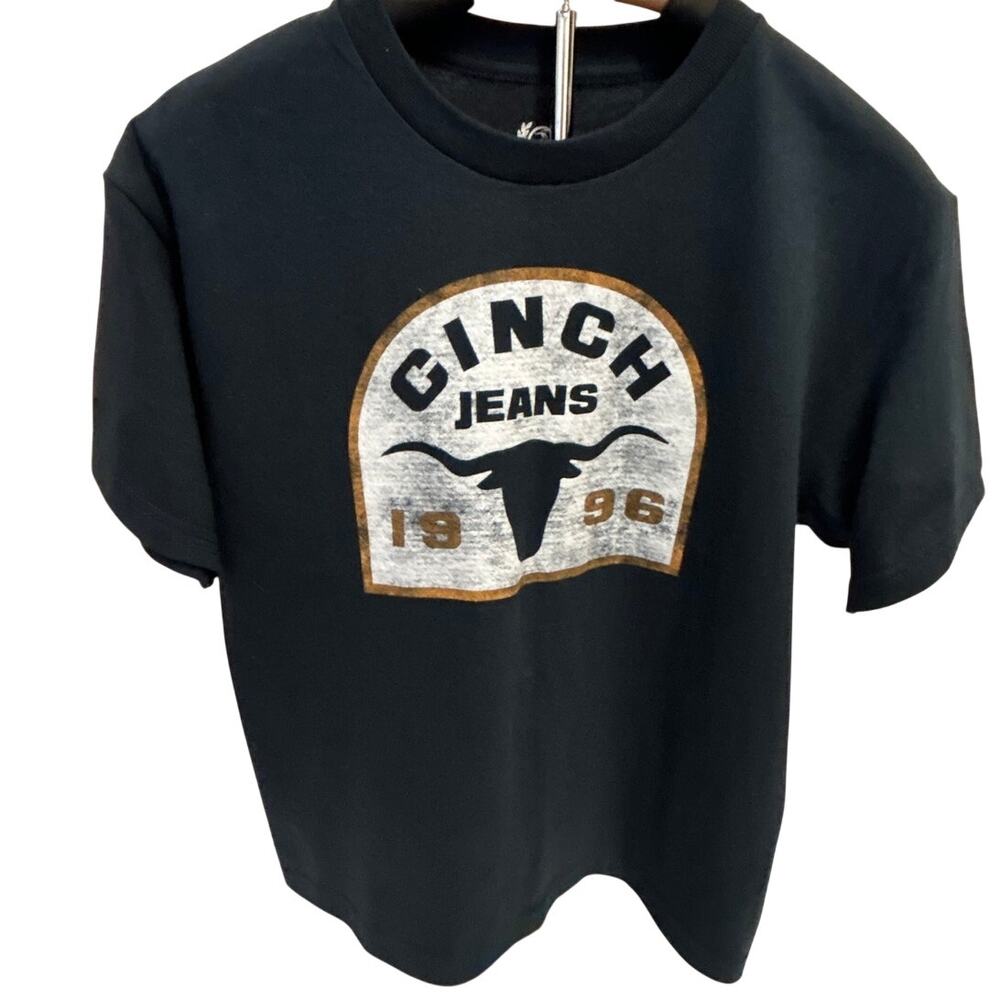 Cinch boys medium sz 10 black tshirt cinch jeans 1996 NWT